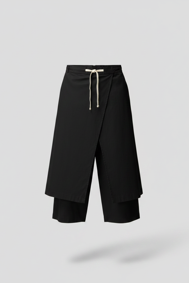Pantalon Japonais Noir Ample Croisé Coton - vue 3