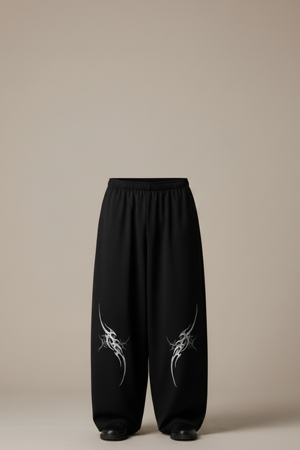 Pantalon Japonais Noir Large Streetwear Tribal Homme - Polyester - vue 3