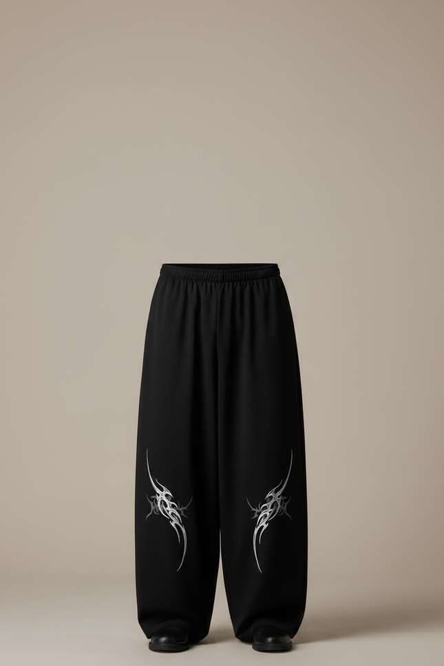 Pantalon Japonais Noir Large Streetwear Tribal Homme - Polyester - vue 3