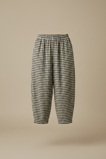 Pantalon Japonais Carreaux Ample Coton Confortable Femme - Imprimé - vue 3