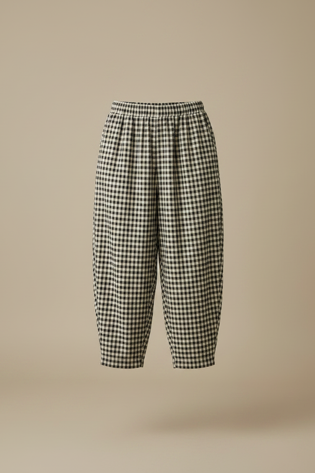 Pantalon Japonais Carreaux Ample Coton Confortable Femme - Imprimé - vue 3