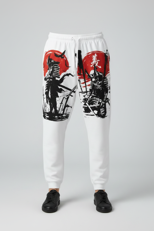 Pantalon Japonais Blanc Samouraï Décontracté Ample Imprimé - Molleton - vue 3