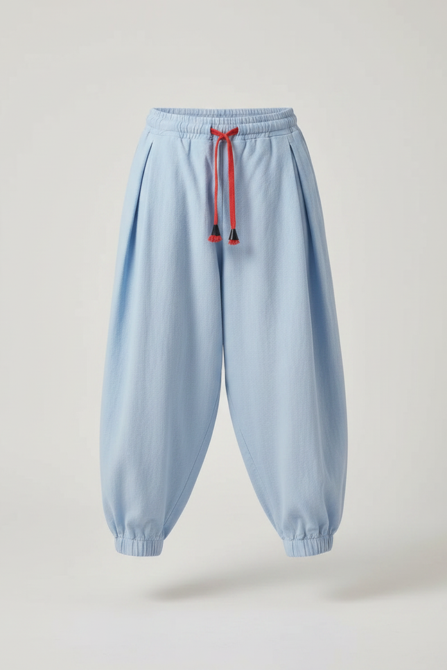 Pantalon Japonais Bleu Ciel Ample Coton Enfant - vue 3