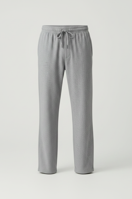 Pantalon Japonais Gris Ample Cordon Tissé Décontracté - Maille - vue 3