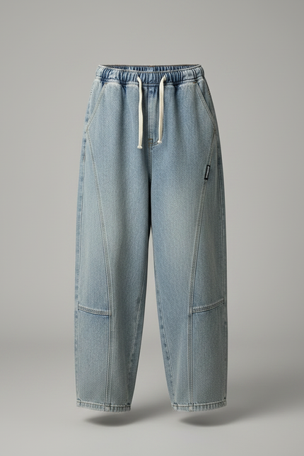 Pantalon Japonais Denim Ample Décontracté Enfant - Bleu Jean - vue 3