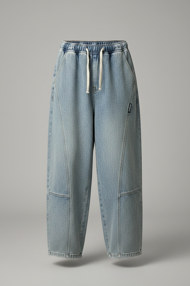 Pantalon Japonais Denim Ample Décontracté Enfant - Bleu Jean - vue 3