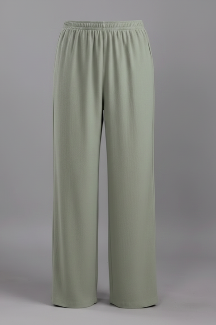 Pantalon Japonais Vert Ample Lin Unisexe Décontracté - vue 3