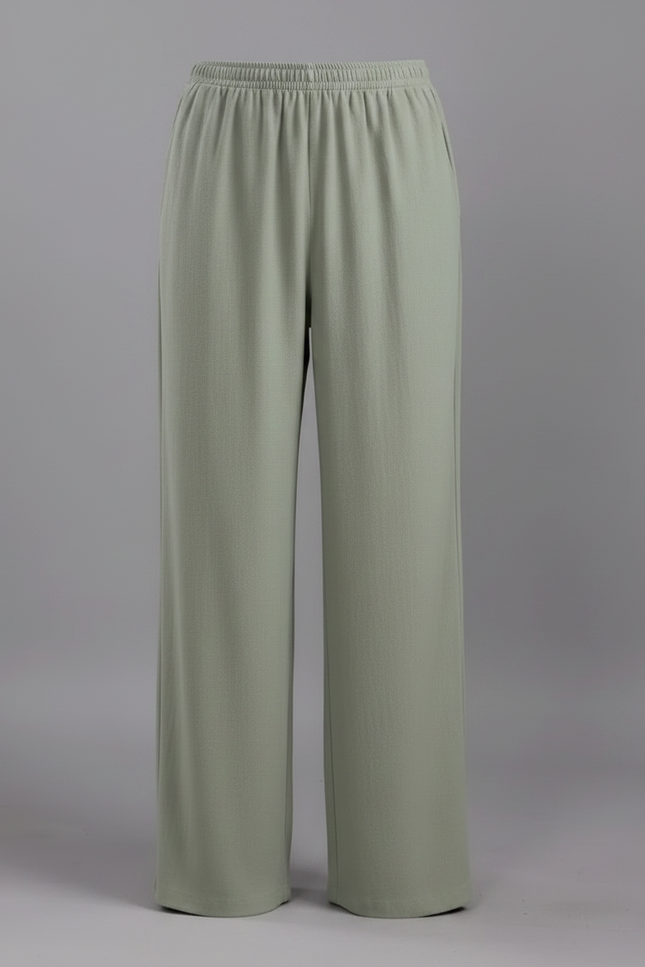 Pantalon Japonais Vert Ample Lin Unisexe Décontracté - vue 3