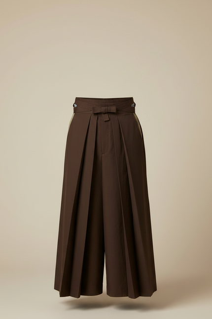 Pantalon Japonais Marron Plissé Traditionnel Formel Homme - Gabardine - vue 3