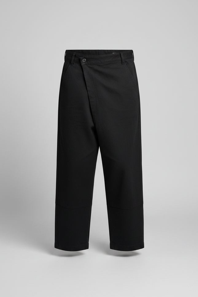 Pantalon Japonais Noir Ample Croisé Décontracté Garçon - Toile - vue 3