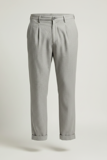 Pantalon Japonais Gris Clair Plissé Décontracté Homme - Gabardine - vue 3