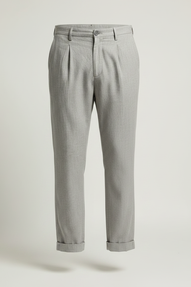Pantalon Japonais Gris Clair Plissé Décontracté Homme - Gabardine - vue 3