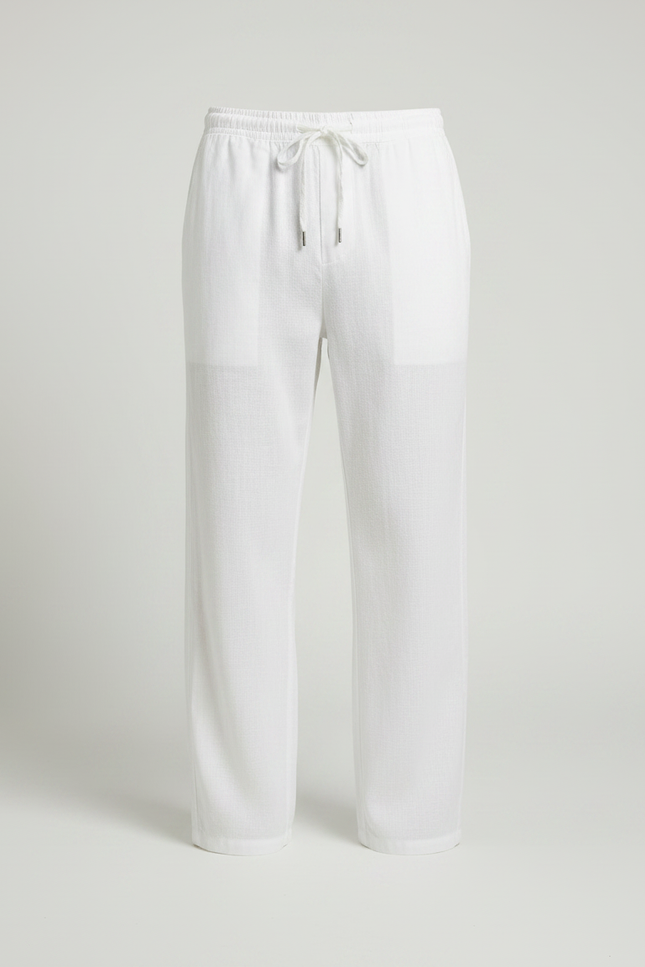 Pantalon Japonais Blanc Fluide Lin Coton Décontracté - vue 3