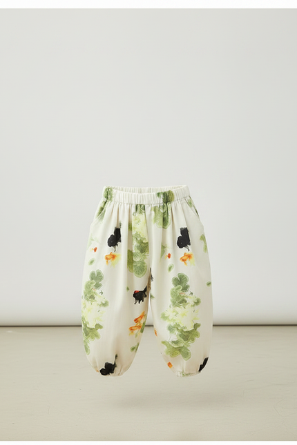Pantalon Japonais Blanc Imprimé Carpes Ample Enfant - Coton - vue 3
