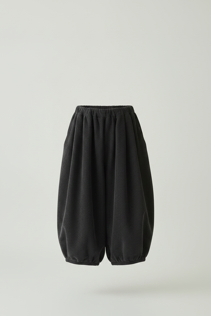 Pantalon Japonais Noir Côtelé Ample Bouffant Enfant - Gris Cordé - vue 3