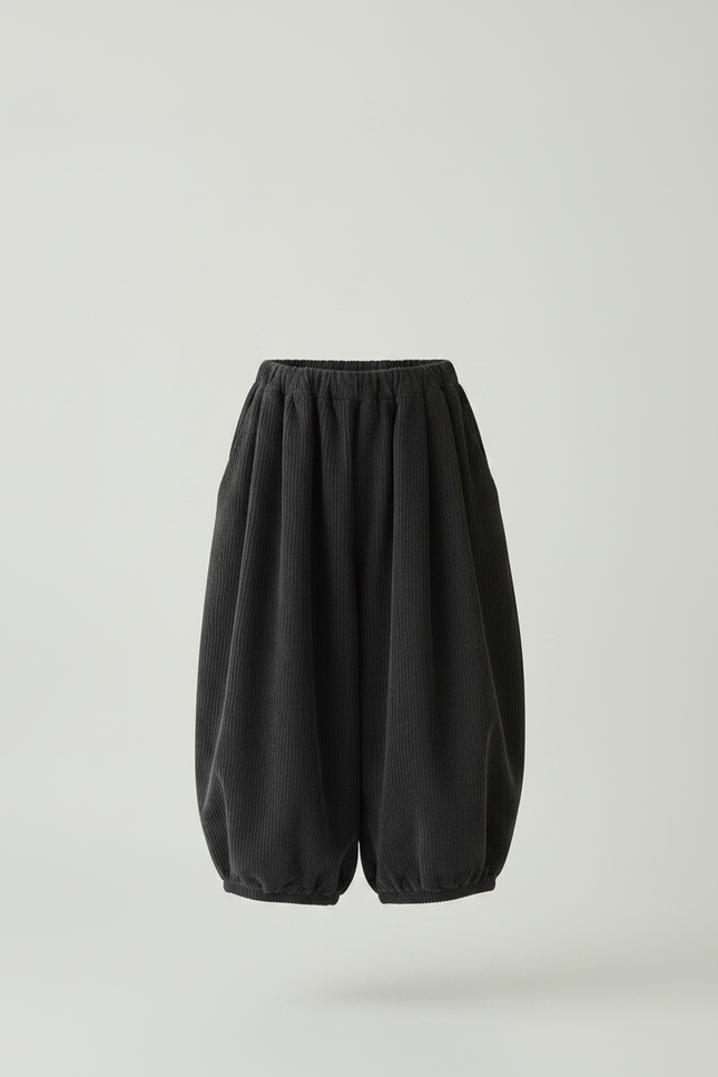 Pantalon Japonais Noir Côtelé Ample Bouffant Enfant - Gris Cordé - vue 3