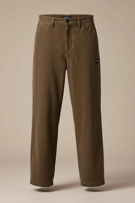 Pantalon Japonais Marron Côtelé Ample Décontracté Homme - Cordé - vue 3