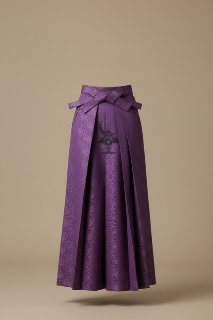 Pantalon Japonais Violet Plissé Fleuri Ceinturé Élégant - Polyester - vue 3