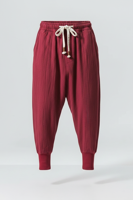 Pantalon Bouffant Japonais - Bordeaux Lin - vue 3