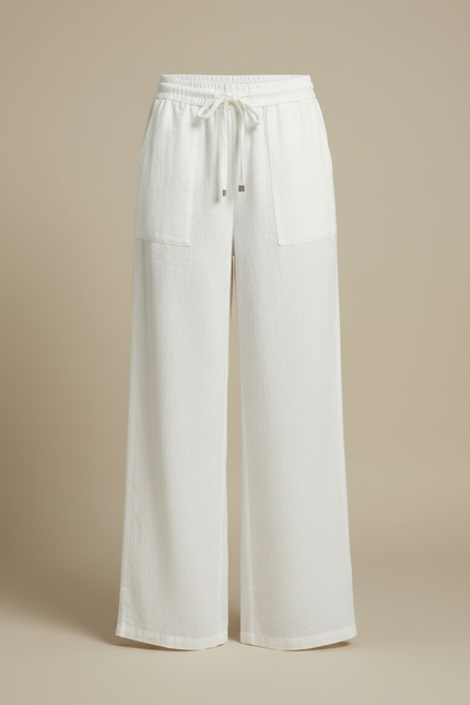 Pantalon Japonais Blanc Fluide Ample Lin Décontracté - vue 3