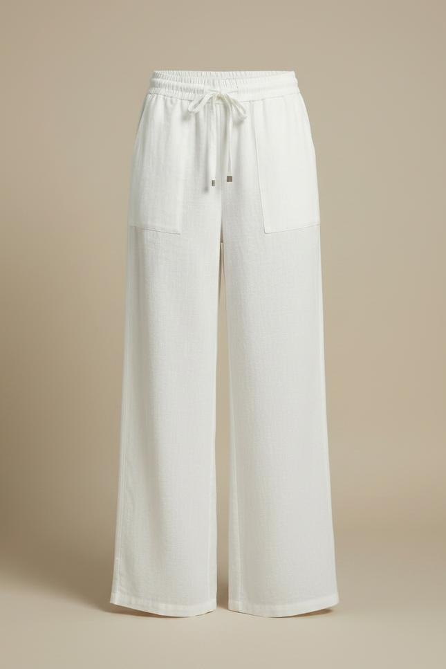 Pantalon Japonais Blanc Fluide Ample Lin Décontracté - vue 3