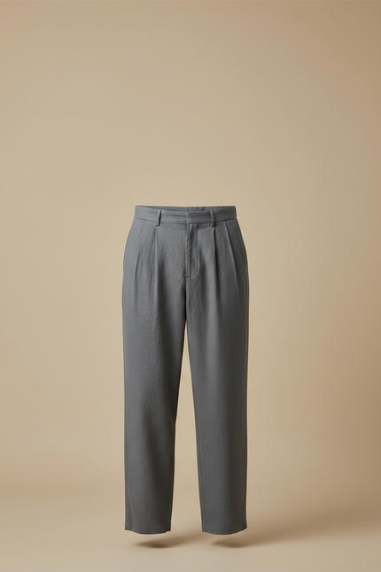 Pantalon Japonais Gris Ample Plissé Décontracté Homme - Lin - vue 3