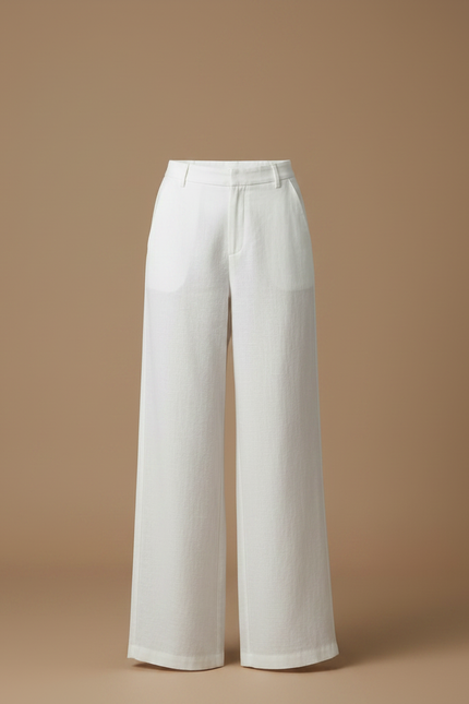 Pantalon Japonais Blanc Lin Ample Décontracté Fluide - vue 3