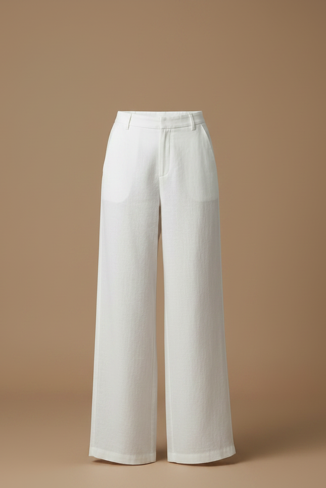 Pantalon Japonais Blanc Lin Ample Décontracté Fluide - vue 3