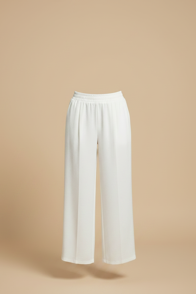 Pantalon Japonais Blanc Fluide Plissé Ample Décontracté - Polyester - vue 3
