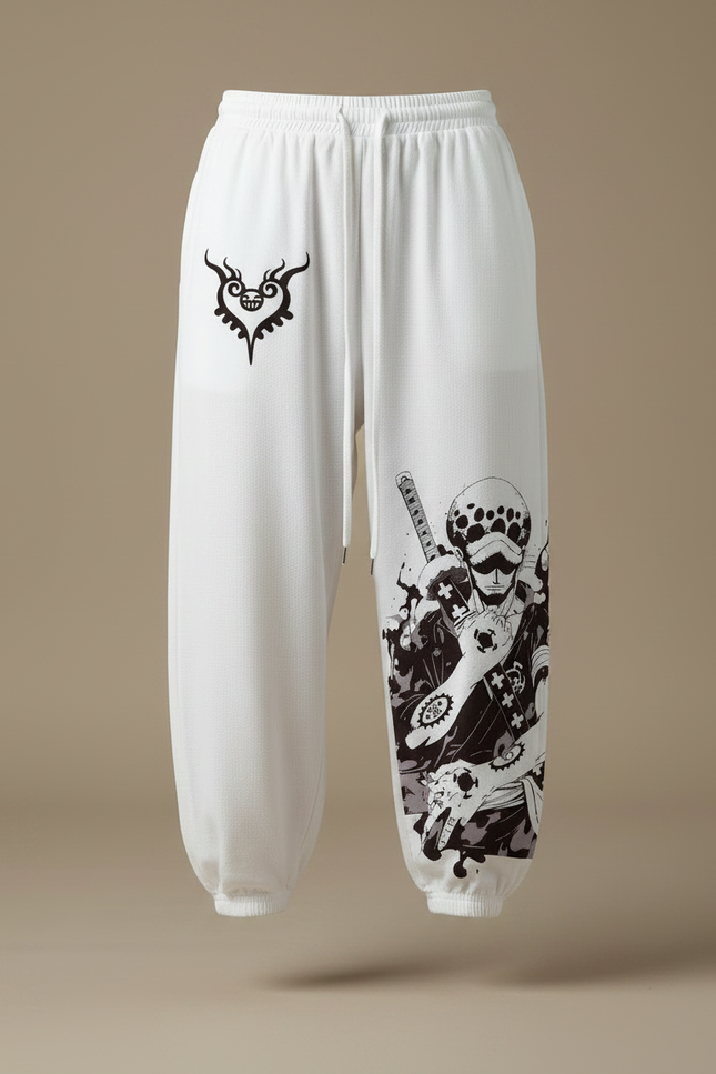 Pantalon Japonais Blanc Ample Molleton Imprimé Anime - vue 3
