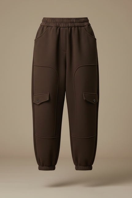 Pantalon Japonais Marron Cargo Ample Chaud Femme - Molleton - vue 3