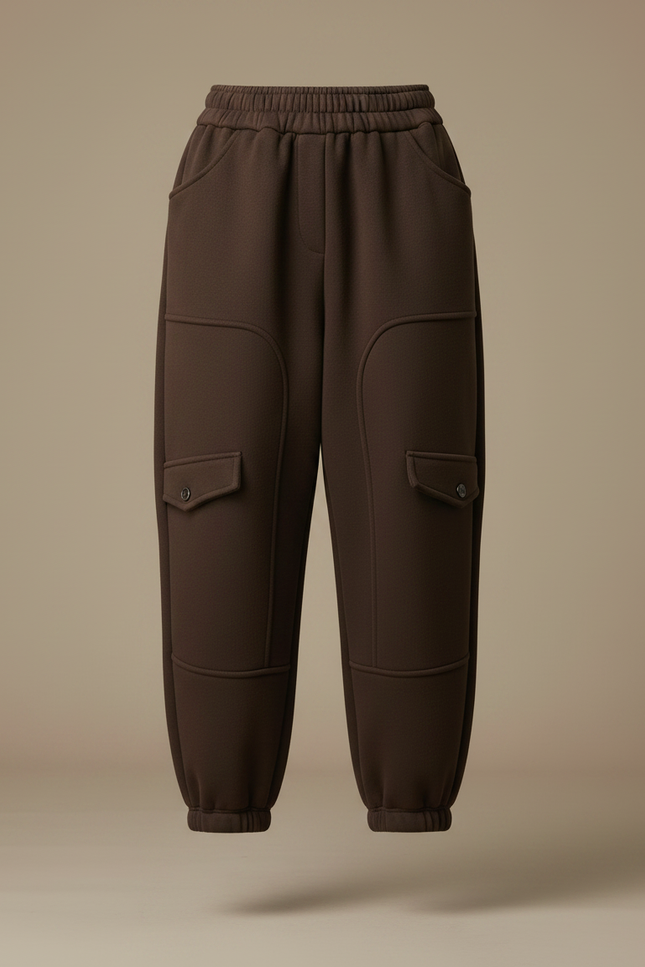Pantalon Japonais Marron Cargo Ample Chaud Femme - Molleton - vue 3