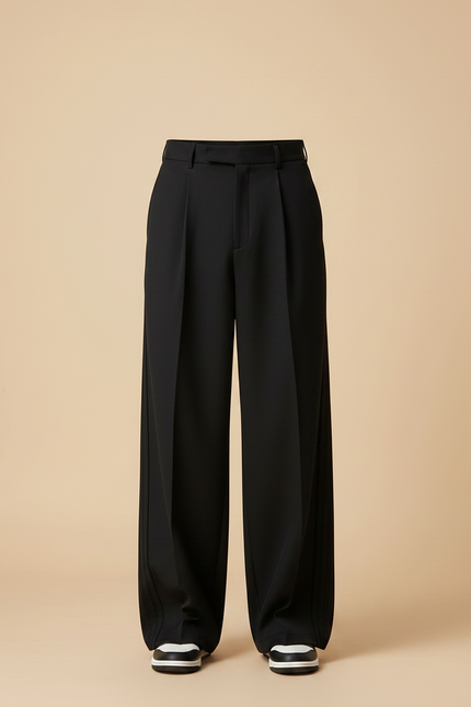 Pantalon Japonais Noir Ample Plissé Homme Élégant - Gabardine - vue 3