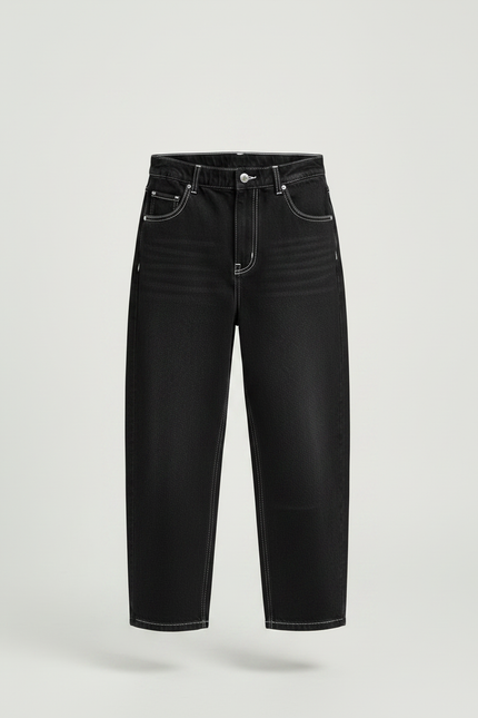 Pantalon Japonais Noir Large Streetwear Garçon Décontracté - Jean - vue 3