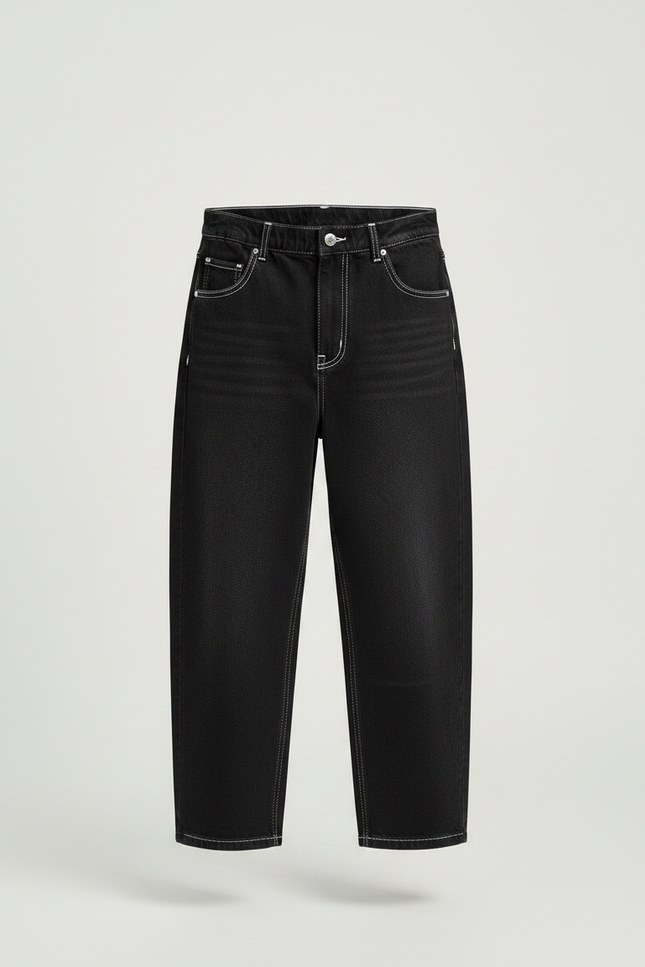 Pantalon Japonais Noir Large Streetwear Garçon Décontracté - Jean - vue 3