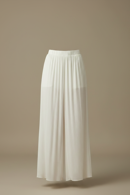 Pantalon Japonais Blanc Fluide Plissé Ample Chic - Polyester - vue 3