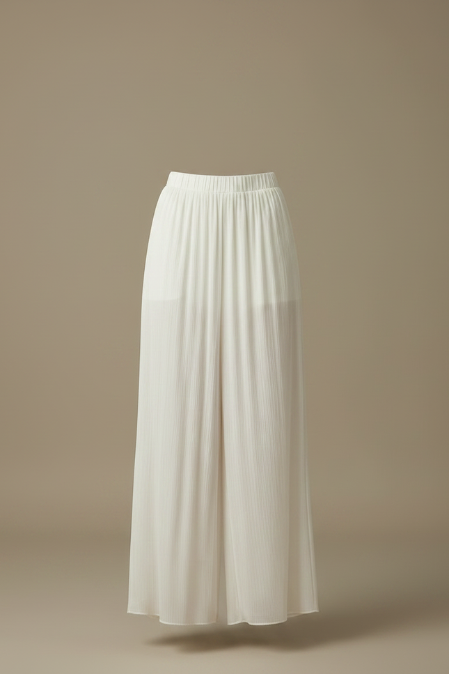 Pantalon Japonais Blanc Fluide Plissé Ample Chic - Polyester - vue 3