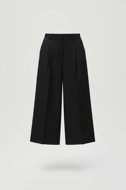 Pantalon Japonais Noir Large Plissé Ample Femme - Polyester - vue 3