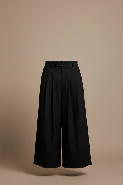 Pantalon Japonais Noir Ample Plissé Fluide Unisexe - Polyester - vue 3