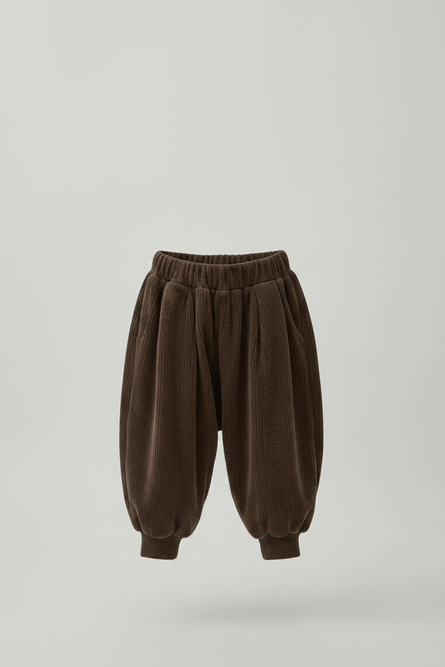 Pantalon Japonais Marron Côtelé Bouffant Confortable Enfant - Cordé - vue 3