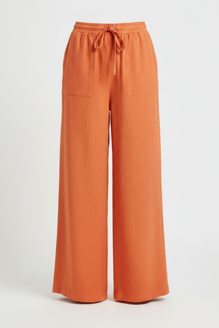 Pantalon Japonais Orange Lin Ample Confortable Femme - vue 3