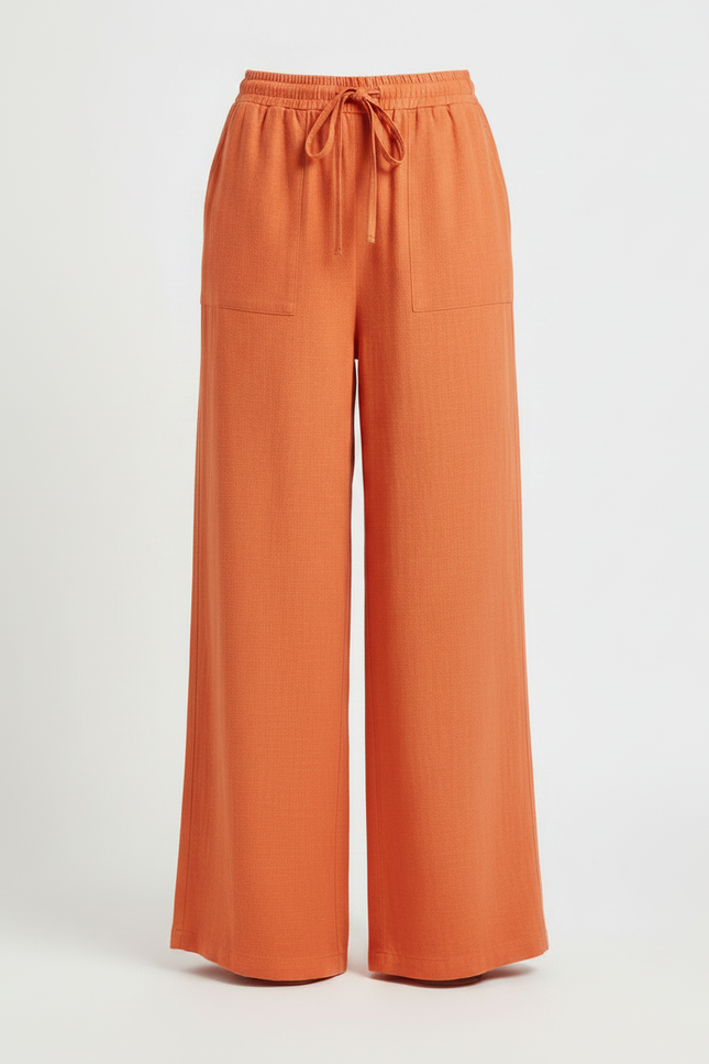 Pantalon Japonais Orange Lin Ample Confortable Femme - vue 3