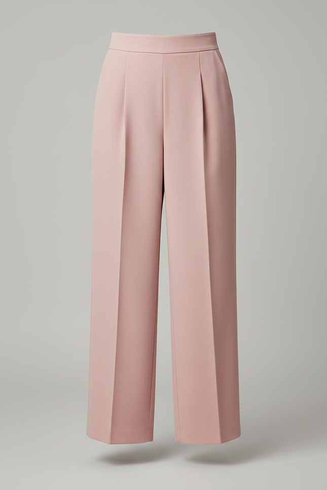 Pantalon Japonais Rose Fluide Ample Taille Haute Femme - Polyester - vue 3