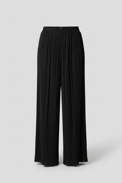 Pantalon Japonais Noir Plissé Ample Fluide Élégant - Polyester - vue 3