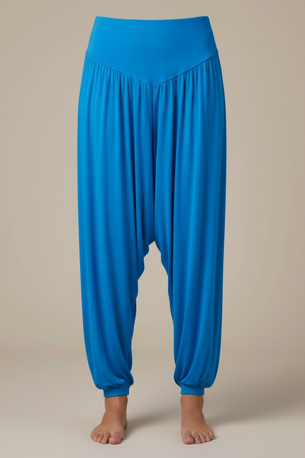 Pantalon Japonais Sarouel Fluide Bleu Femme Confortable - Maille - vue 3