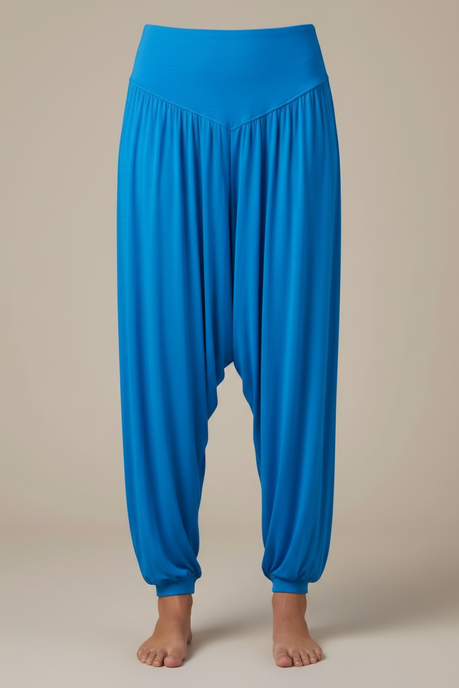 Pantalon Japonais Sarouel Fluide Bleu Femme Confortable - Maille - vue 3
