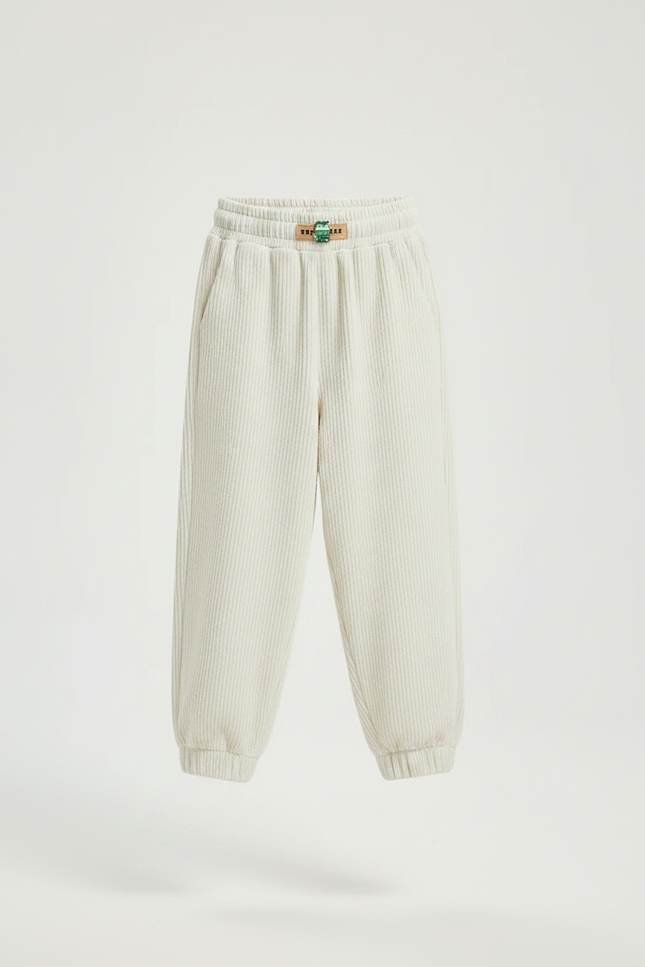 Pantalon Japonais Garçon Beige Taille Elastique - Cordé - vue 3