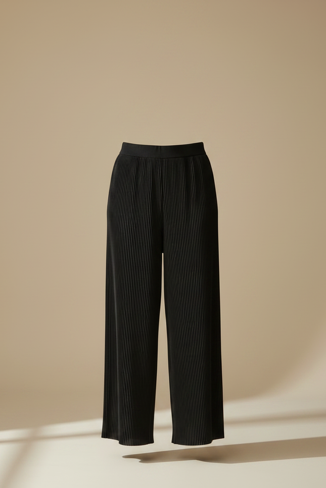 Pantalon Japonais Noir Plissé Ample Fluide Femme - Polyester - vue 3