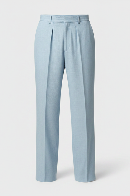 Pantalon Japonais Bleu Clair Ample Plissé Décontracté Homme - Lin - vue 3