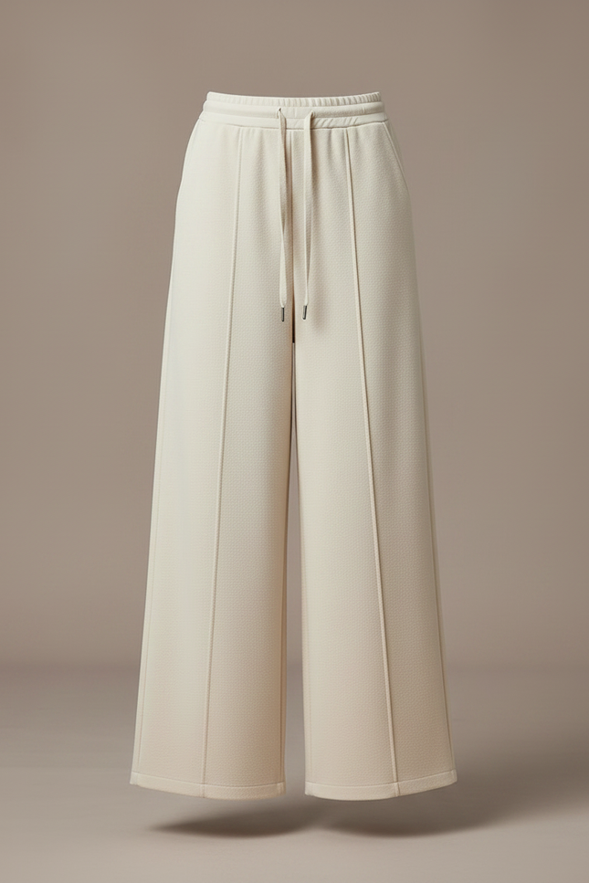 Pantalon Japonais Crème Ample Molleton Confortable Décontracté - Beige - vue 3